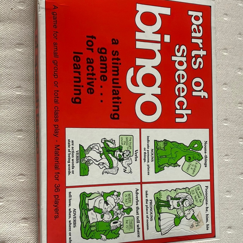 Homeschoolers! New! Parts of Speech Bingo game, cards, markers-all you need!